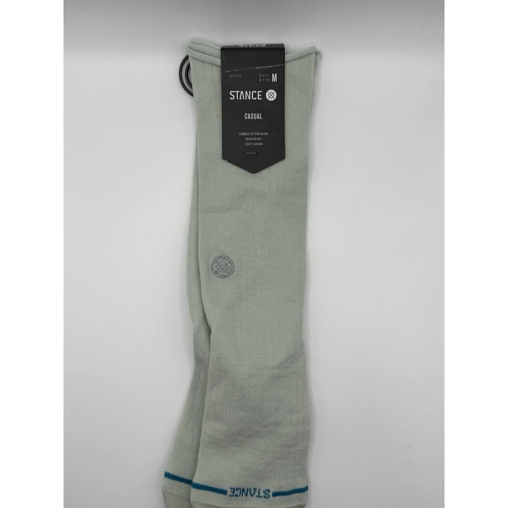 Stance Rolled Solid Crew Socks Pale Blue Womens Medium NWT W546C25ROL-PAB